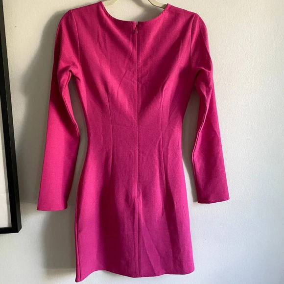 NWT H&M Hot Pink Gathered Scoop Neck Bodycon Mini Dress with Ruching Size XS - Picture 10 of 16
